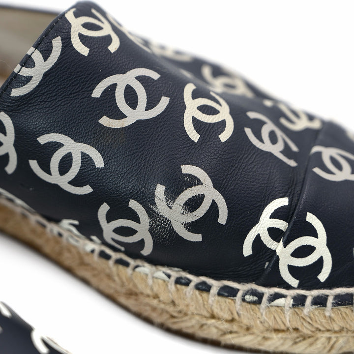 Chanel CC Logo Printed Leather Espadrilles