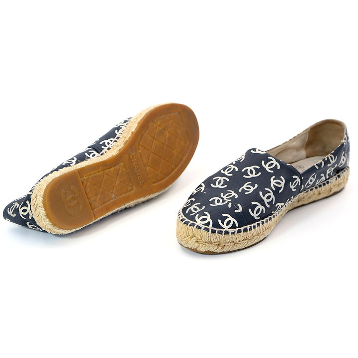 Chanel CC Logo Printed Leather Espadrilles
