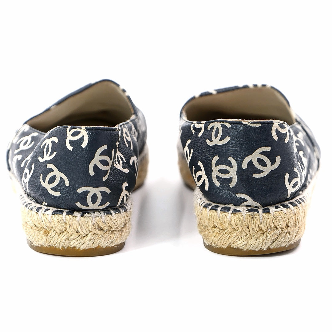 Chanel CC Logo Printed Leather Espadrilles