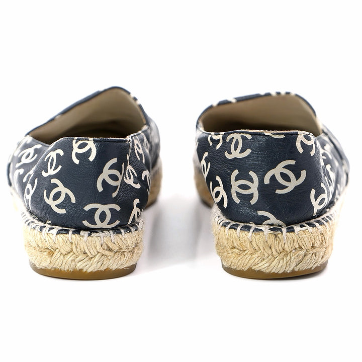 Chanel CC Logo Printed Leather Espadrilles