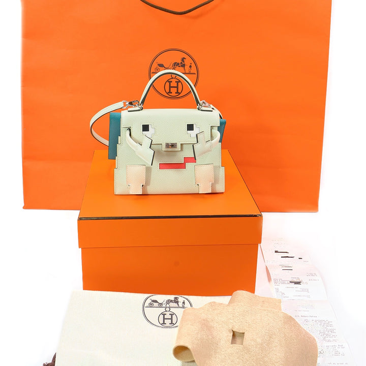 Hermès Kelly Doll Picto Quelle Idole in Vert Fizz Epsom with Palladium Hardware Handbag