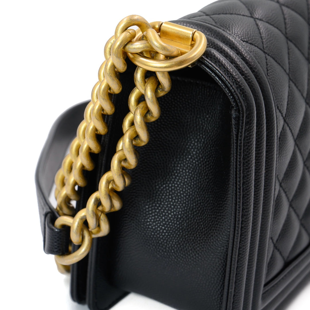 Chanel Black Leather Medium Boy bag