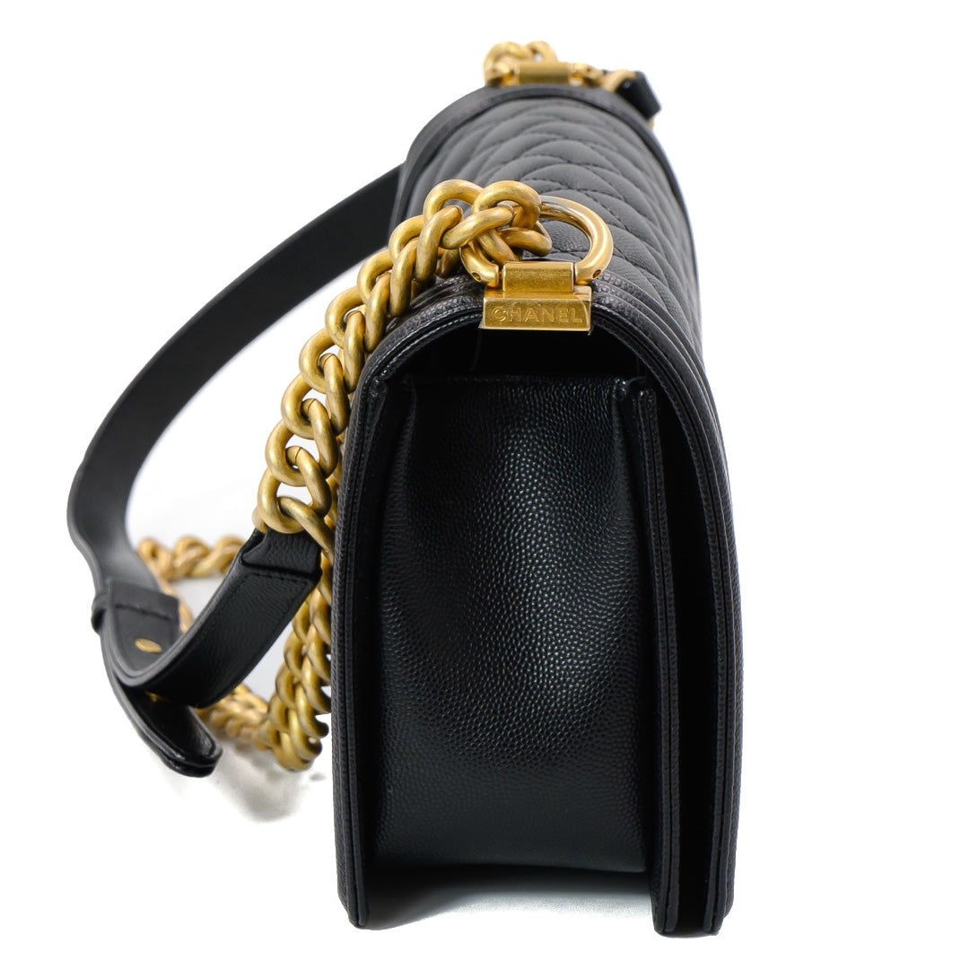 Chanel Black Leather Medium Boy bag