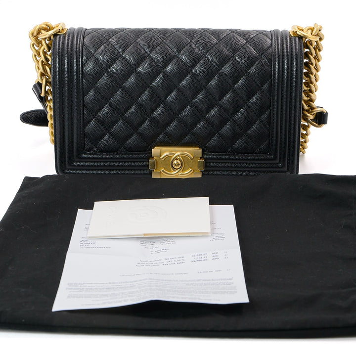 Chanel Black Leather Medium Boy bag