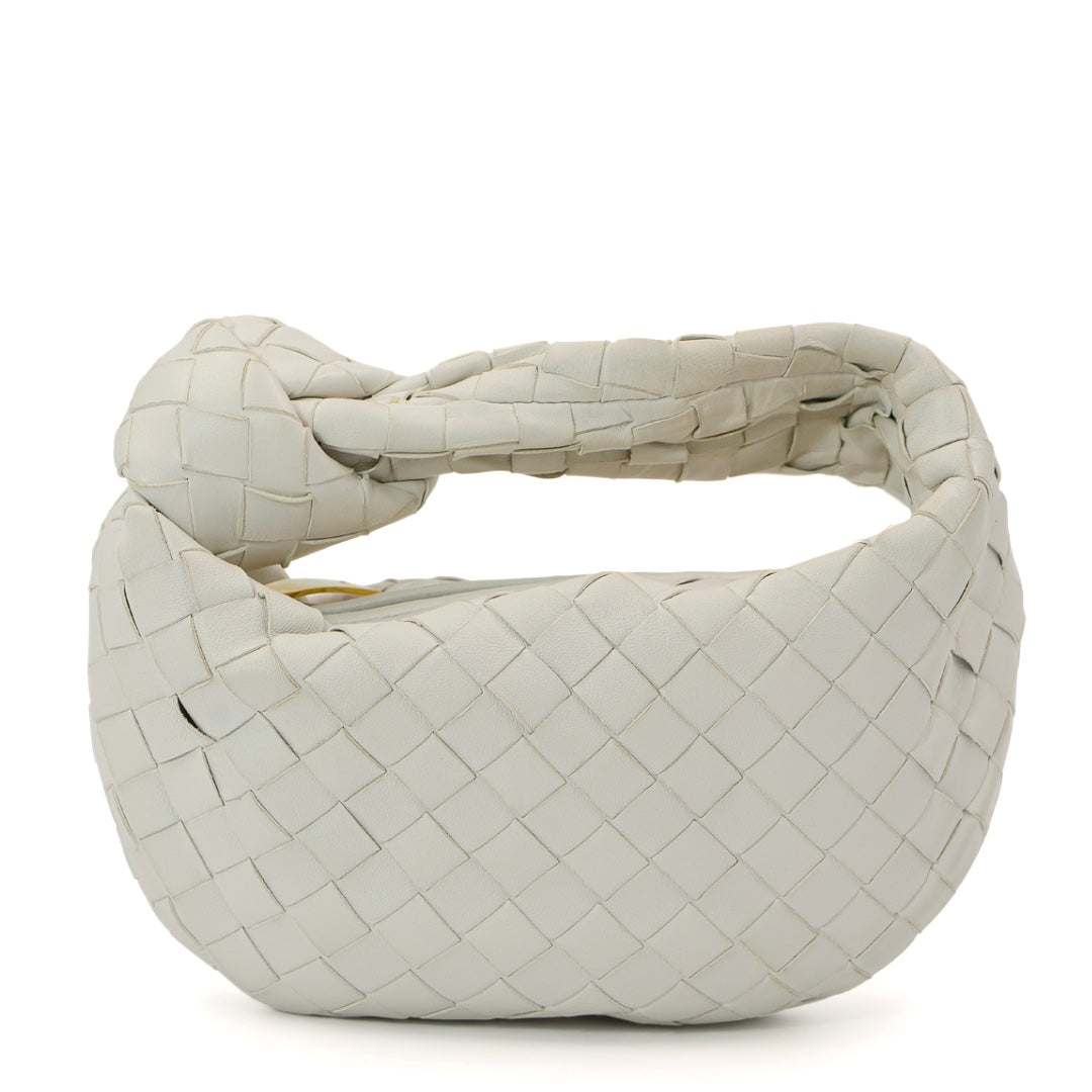 Bottega Veneta Mini Jodie Chalk White Lambskin Leather Handbag