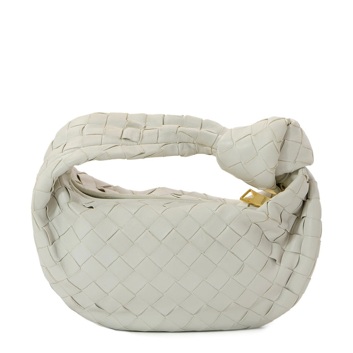 Bottega Veneta Mini Jodie Chalk White Lambskin Leather Handbag