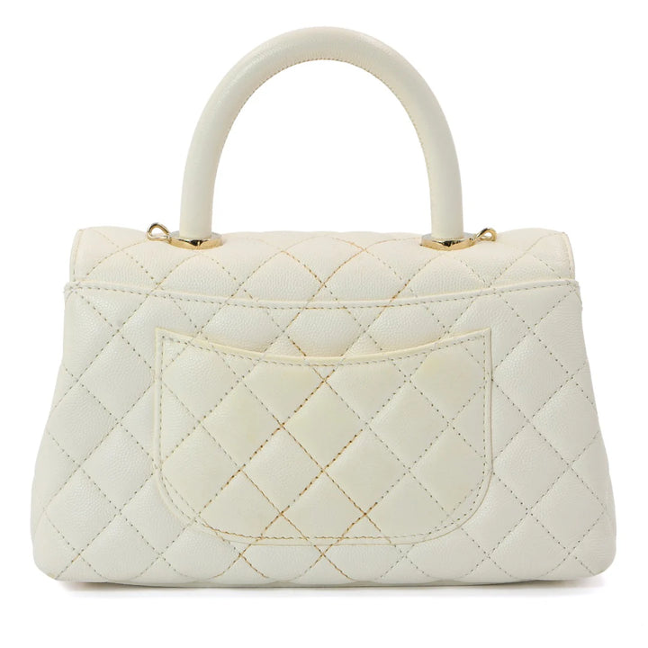 Chanel White Grained Calfskin Leather Flap Bag with Top Handle - Gemaee  UAE