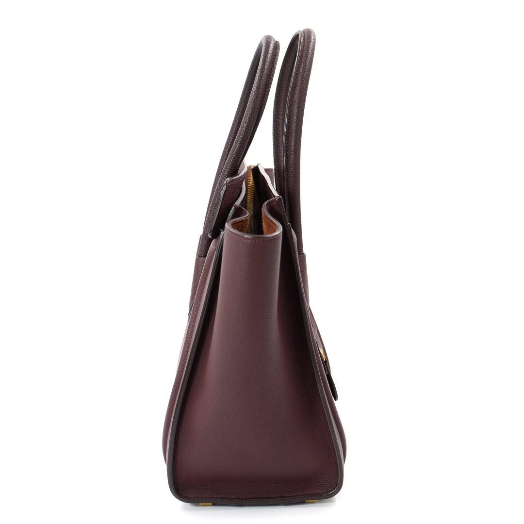 Céline Burgundy Leather Luggage Tote Bag