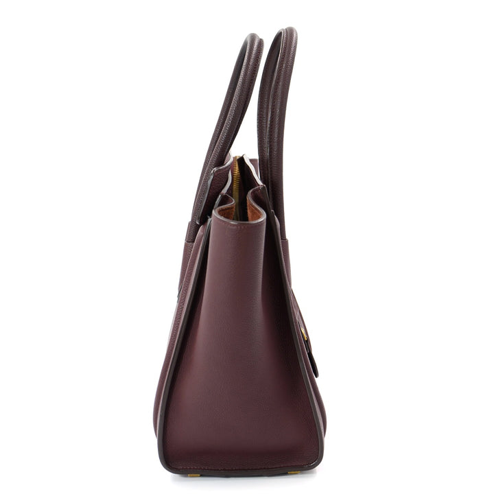 Céline Burgundy Leather Luggage Tote Bag