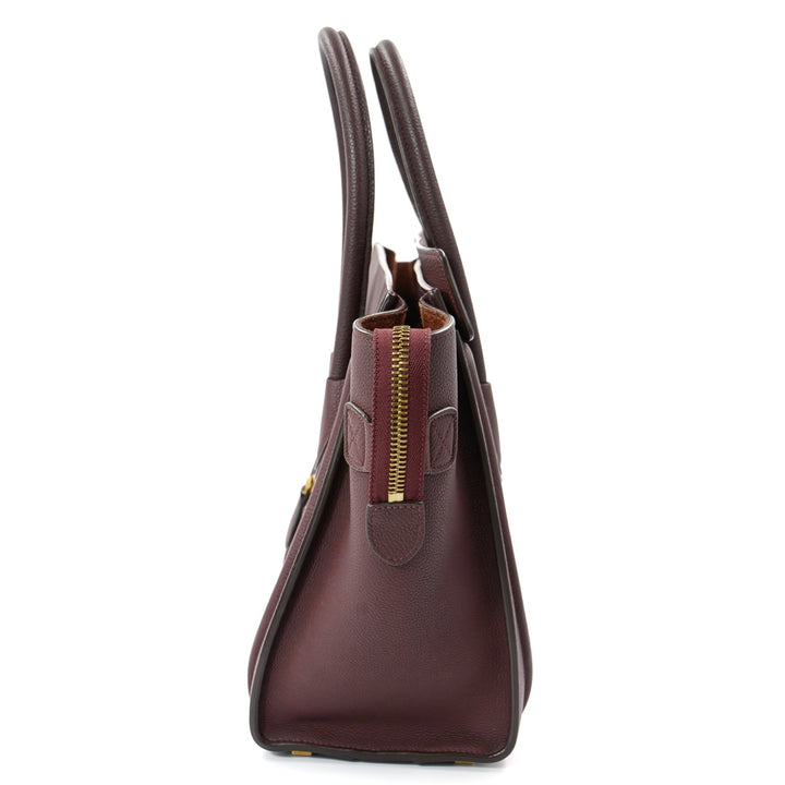 Céline Burgundy Leather Luggage Tote Bag