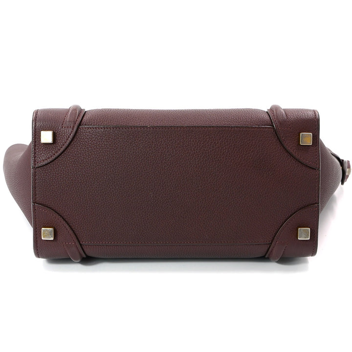 Céline Burgundy Leather Luggage Tote Bag
