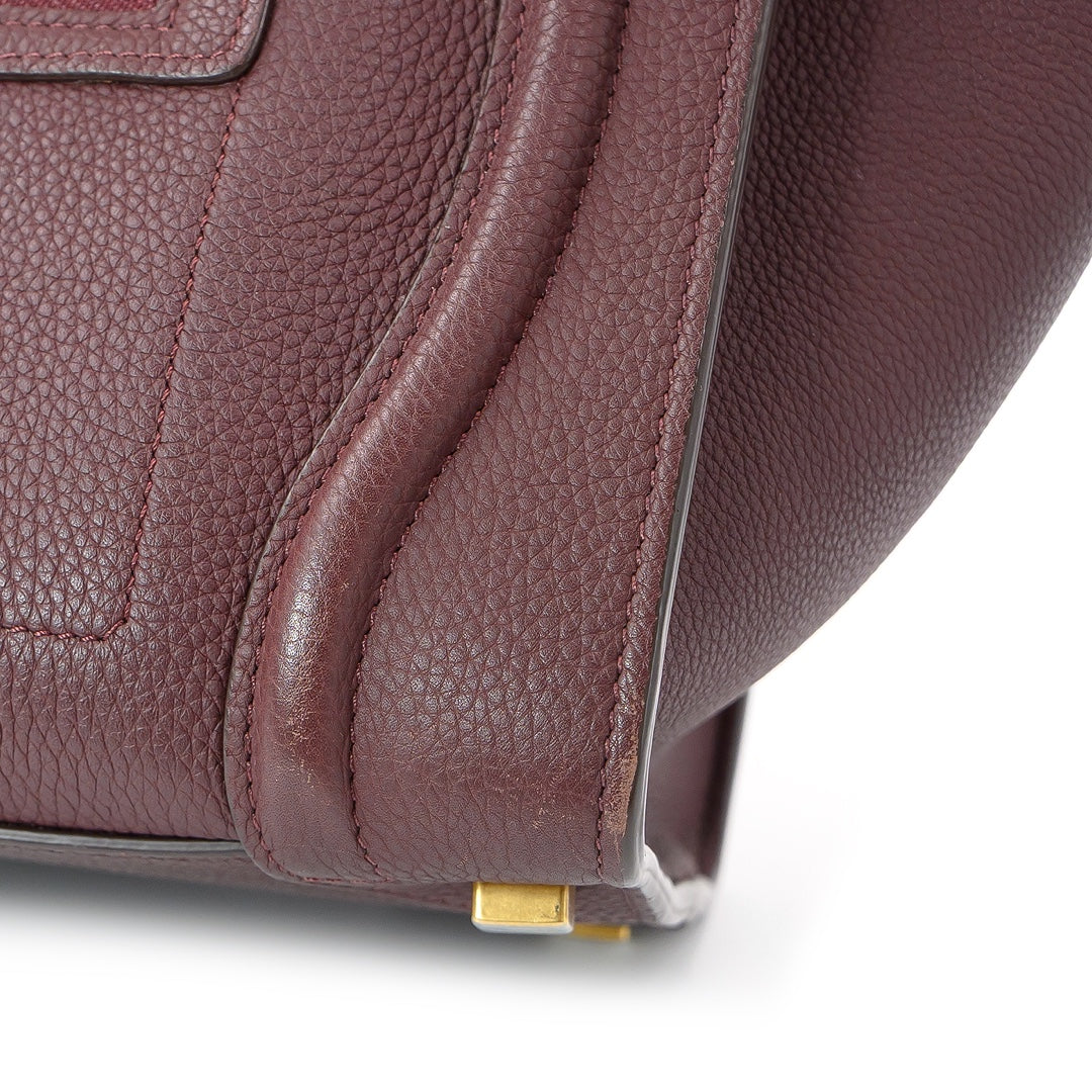 Céline Burgundy Leather Luggage Tote Bag