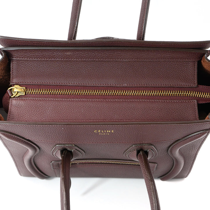 Céline Burgundy Leather Luggage Tote Bag