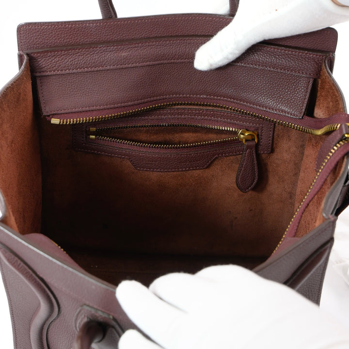Céline Burgundy Leather Luggage Tote Bag