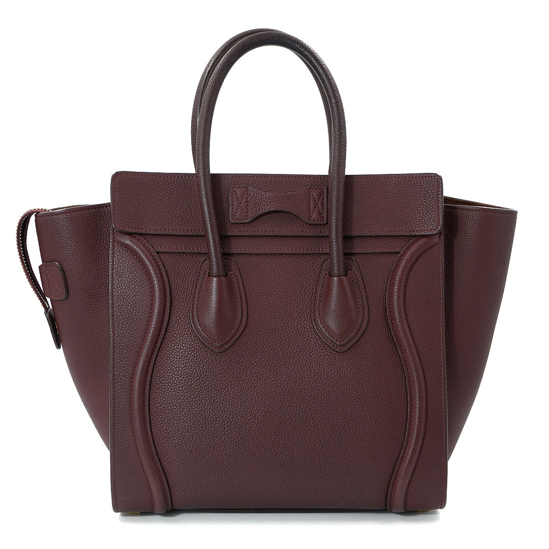 Céline Burgundy Leather Luggage Tote Bag