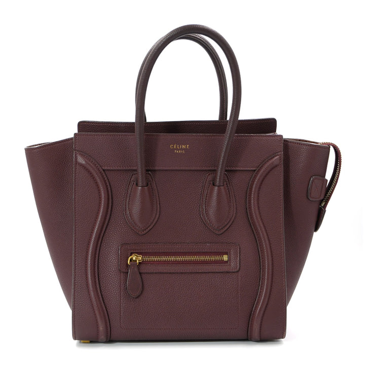 Céline Burgundy Leather Luggage Tote Bag