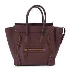 Céline Burgundy Leather Luggage Tote Bag