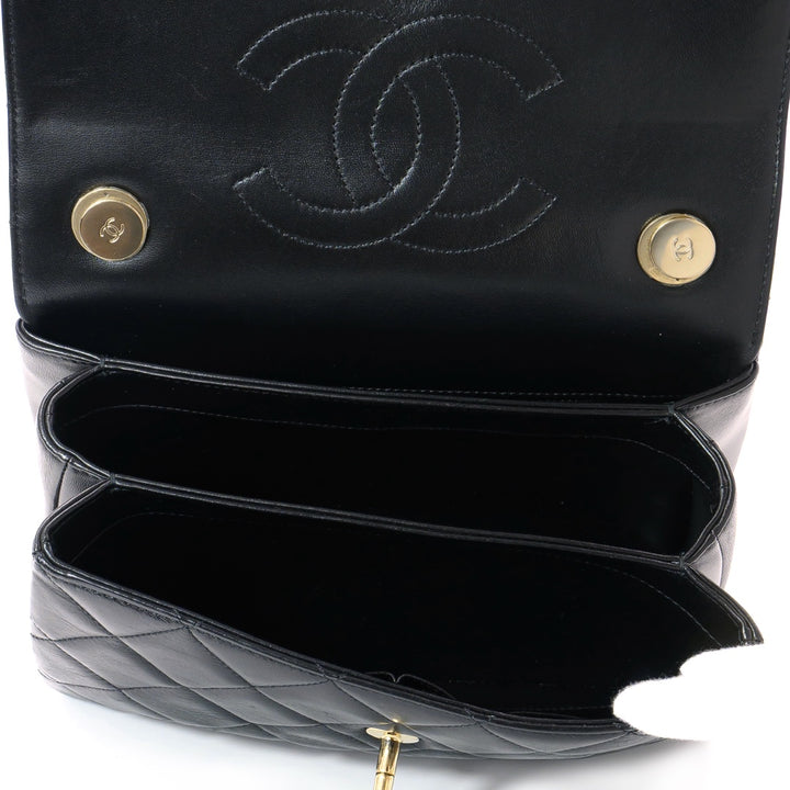 Chanel Black Lambskin Flap Bag with Top Handle