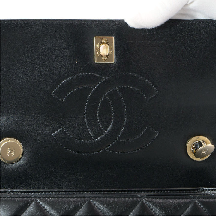 Chanel Black Lambskin Flap Bag with Top Handle