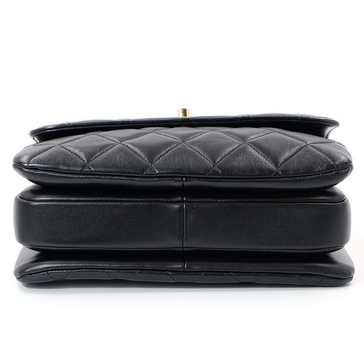 Chanel Black Lambskin Flap Bag with Top Handle
