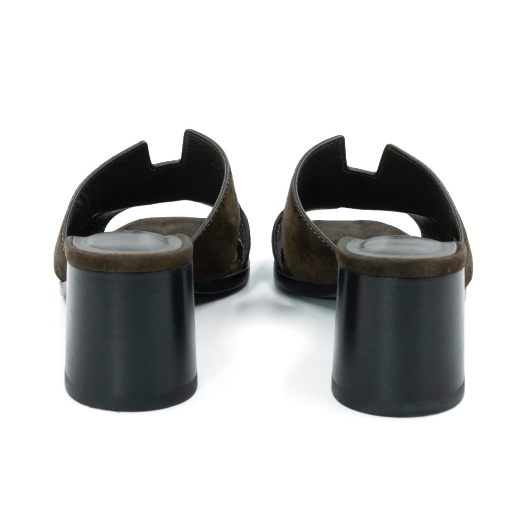 Hermès Helia 60 Suede Sandals Marron - Gemaee  UAE