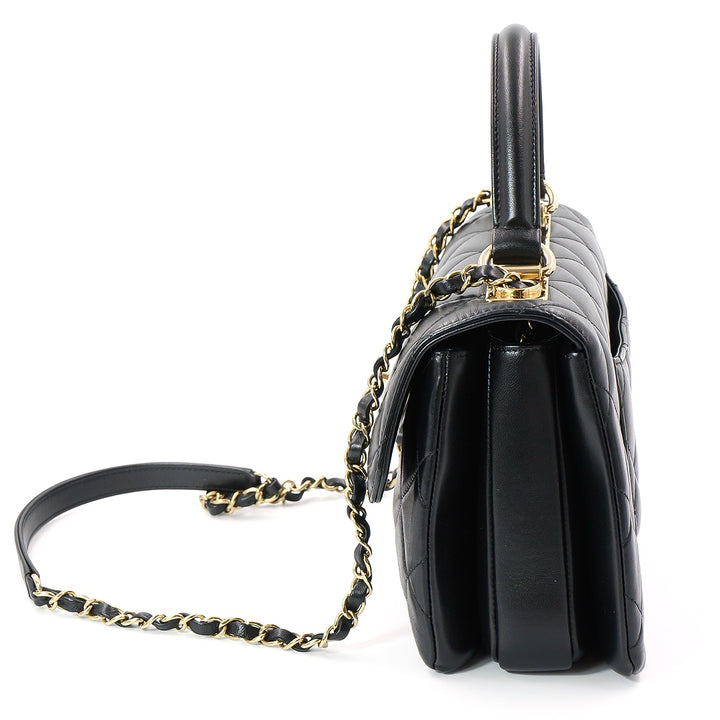 Chanel Black Lambskin Flap Bag with Top Handle