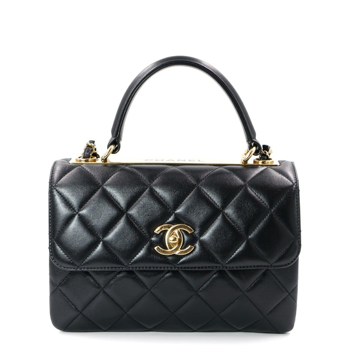 Chanel Black Lambskin Flap Bag with Top Handle