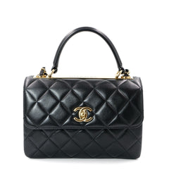 Chanel Black Lambskin Flap Bag with Top Handle