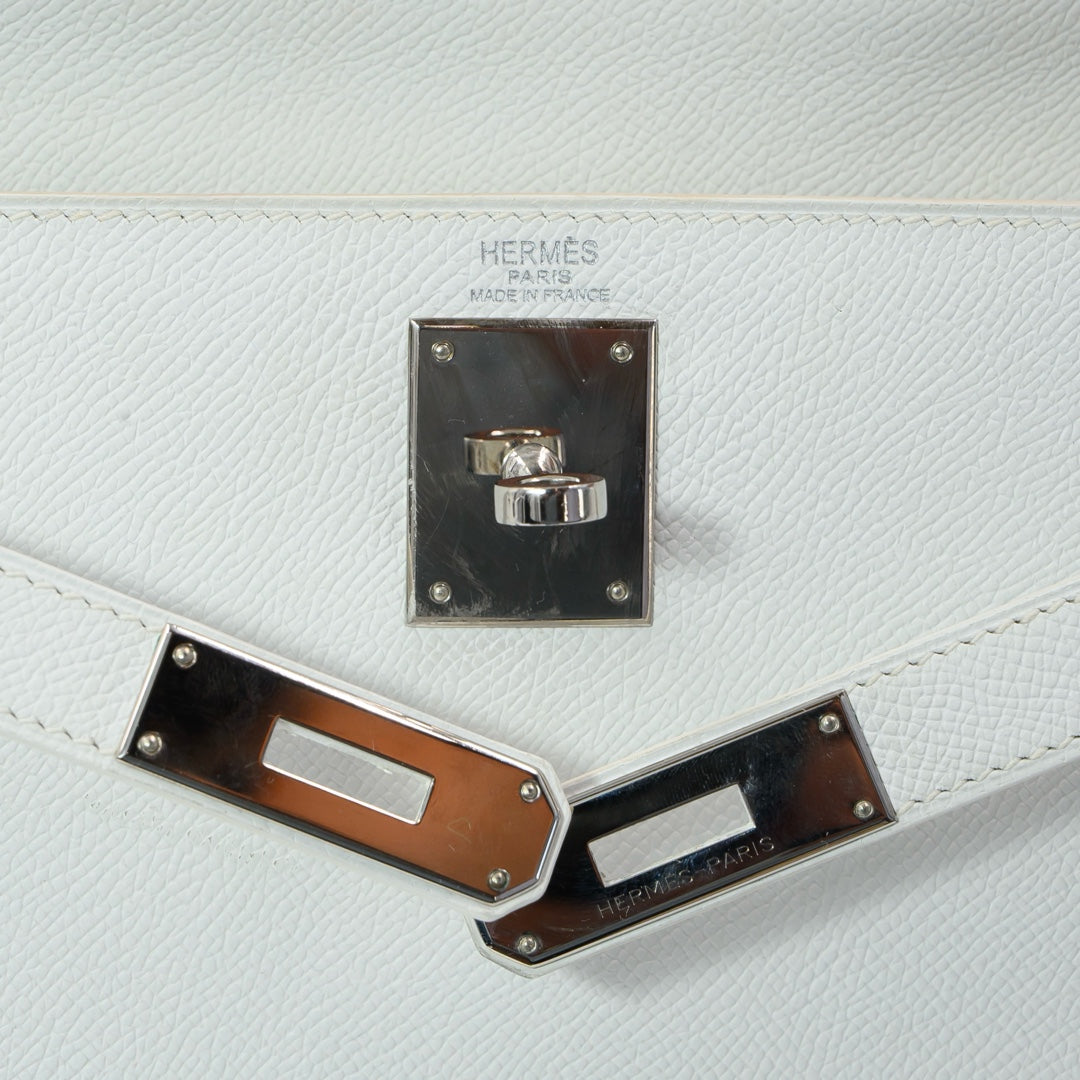 Hermès Kelly 28 Sellier White Epsom Leather with Palladium Hardware Handbag