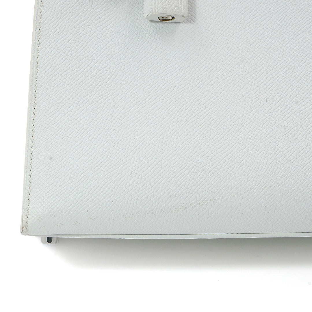 Hermès Kelly 28 Sellier White Epsom Leather with Palladium Hardware Handbag