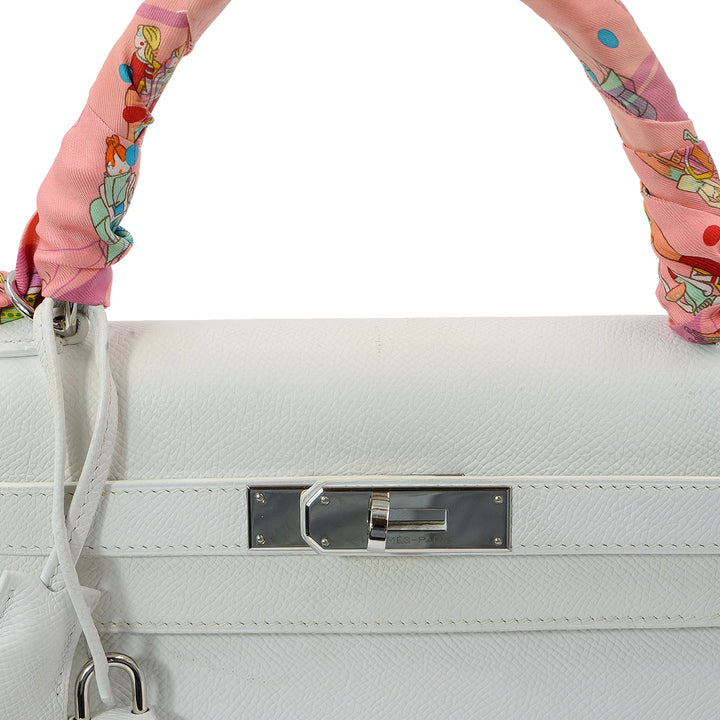 Hermès Kelly 28 Sellier White Epsom Leather with Palladium Hardware Handbag
