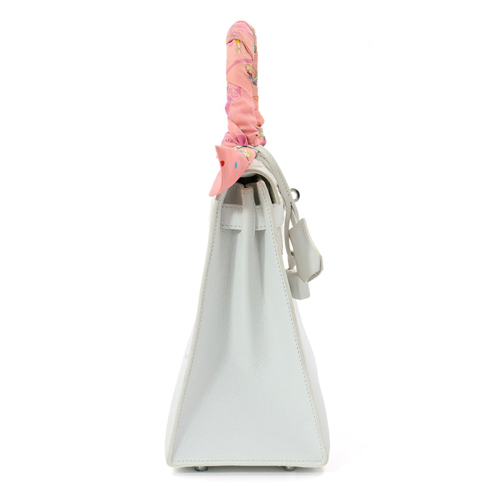 Hermès Kelly 28 Sellier White Epsom Leather with Palladium Hardware Handbag