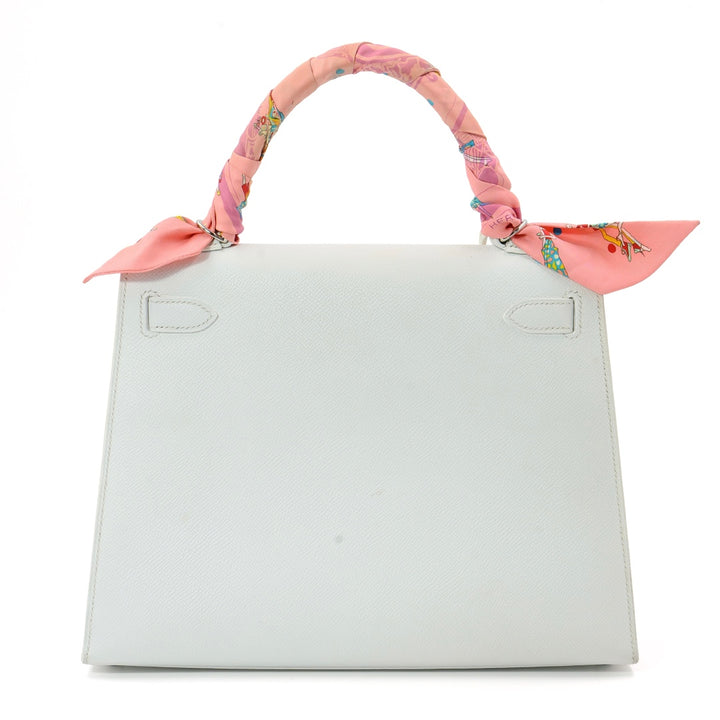Hermès Kelly 28 Sellier White Epsom Leather with Palladium Hardware Handbag
