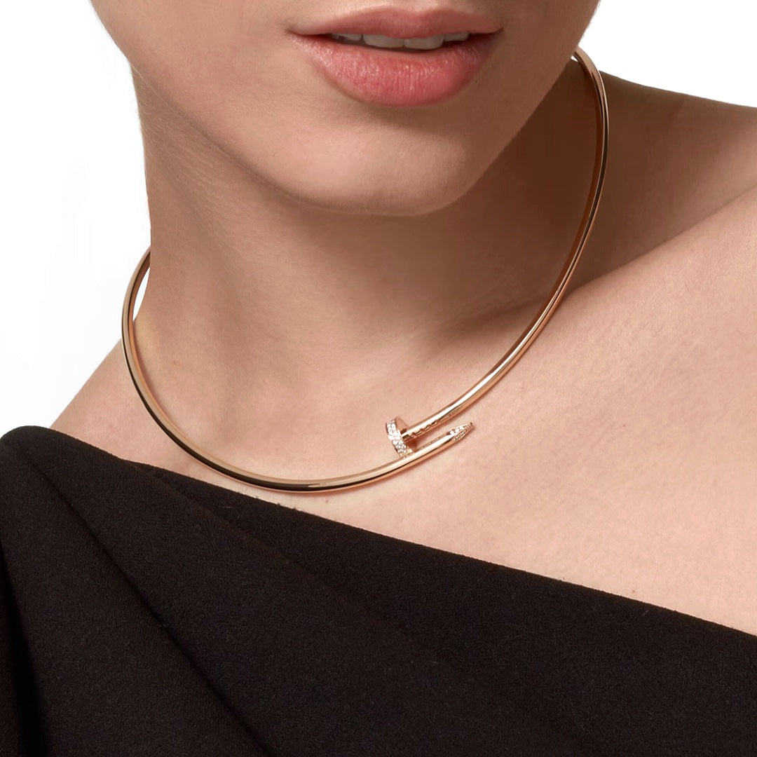 Cartier Juste Un Clou Thin Diamond Necklace in Rose Gold, Medium Size