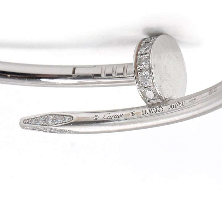 Cartier Juste Un Clou Thick Bracelet in 18K White Gold with Diamonds, Size 16
