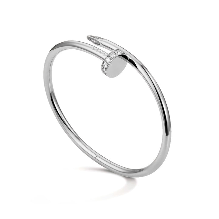 Cartier Juste Un Clou Thick Bracelet in 18K White Gold with Diamonds, Size 16