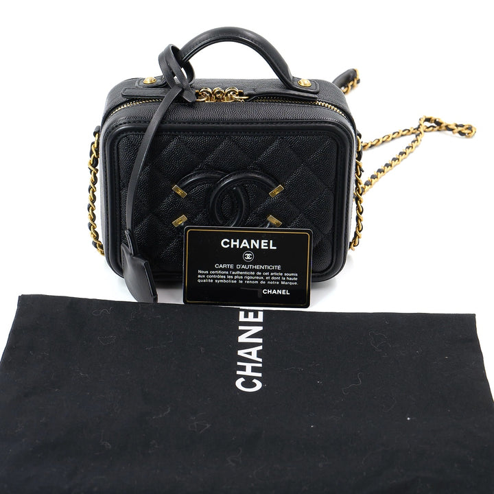 Chanel CC Filigree Vanity Shoulder Bag (Grained Calfskin) mini size