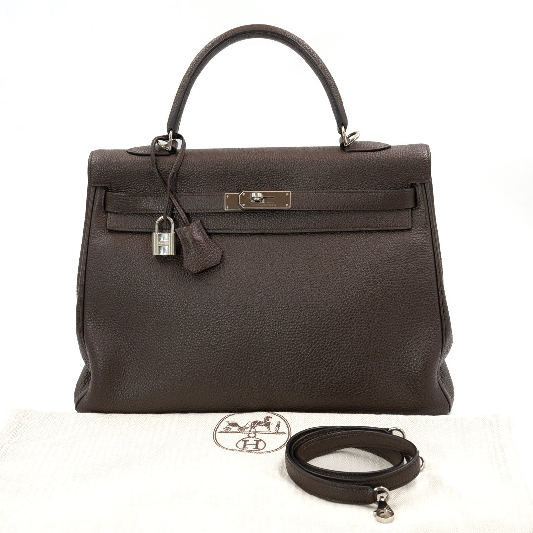 Hermès Kelly 35 Bag in Ébène Togo Leather with Palladium Hardware - Gemaee  UAE
