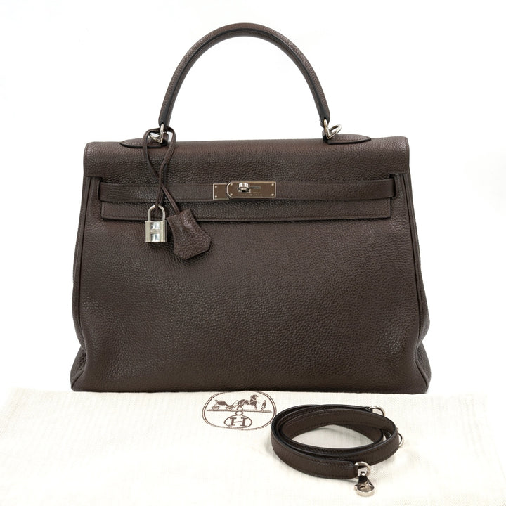 Hermès Kelly 35 Bag in Ébène Togo Leather with Palladium Hardware - Gemaee  UAE