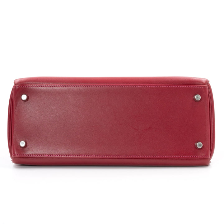 Hermès Kelly 28 Bag in Red Box Leather with Palladium Hardware and Pink Interior - Gemaee  UAE