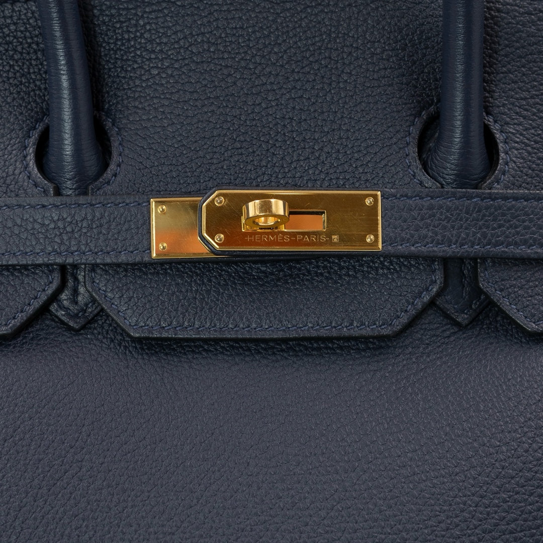 Hermès Birkin 35 bag in Bleu Nuit Togo leather with gold hardware - Gemaee  UAE