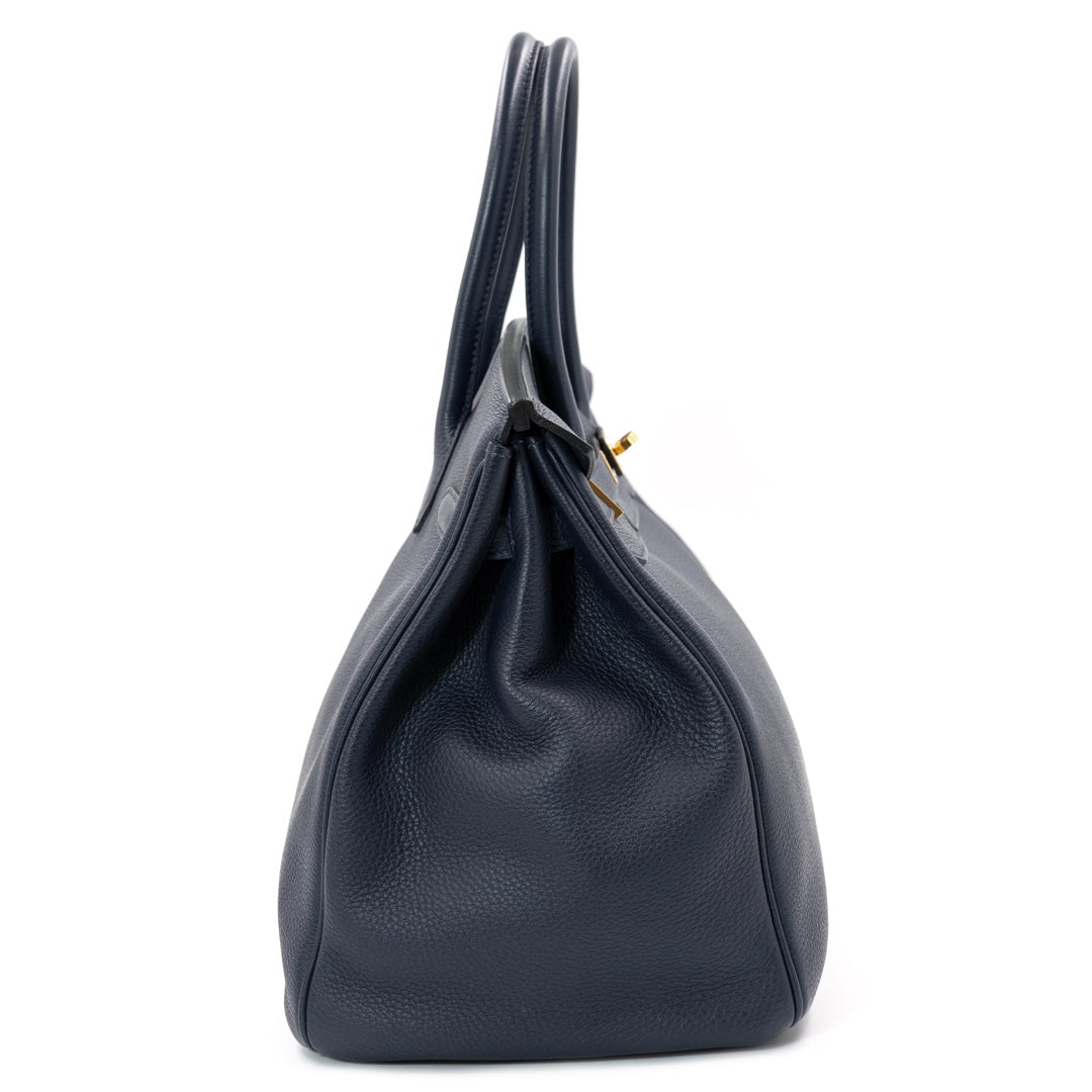 Hermès Birkin 35 bag in Bleu Nuit Togo leather with gold hardware - Gemaee  UAE