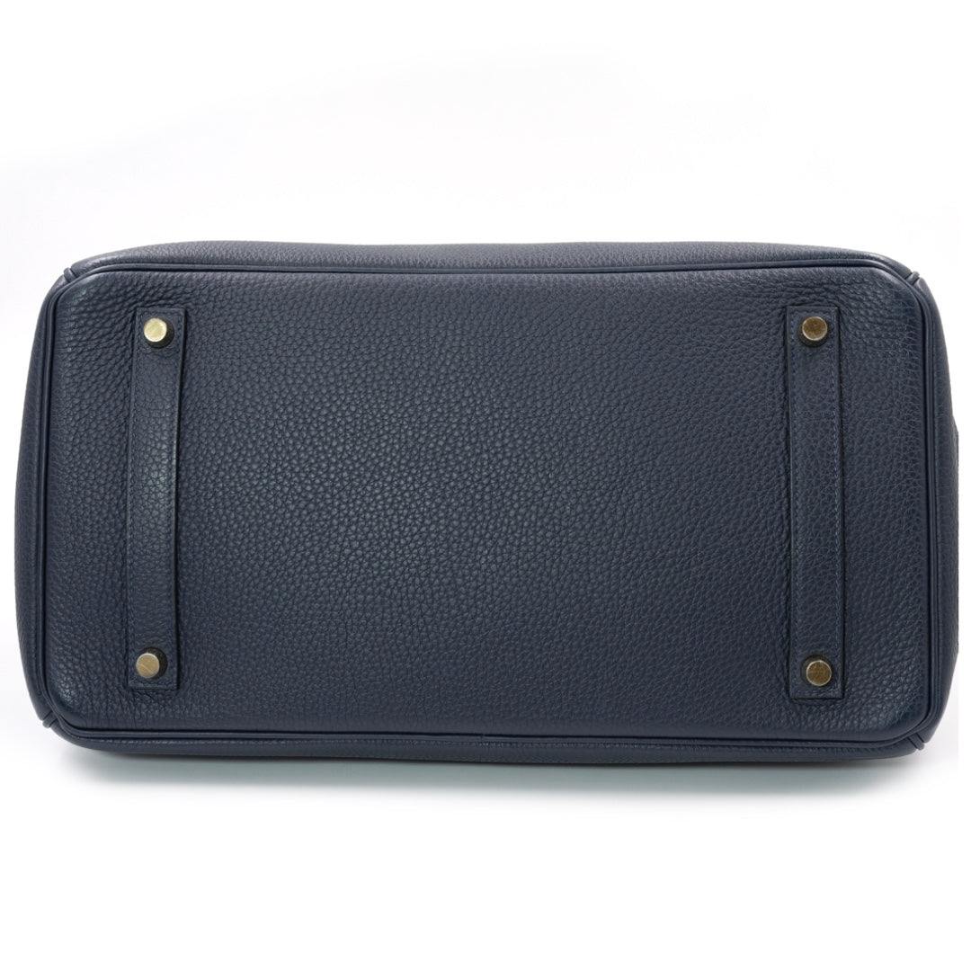 Hermès Birkin 35 bag in Bleu Nuit Togo leather with gold hardware - Gemaee  UAE