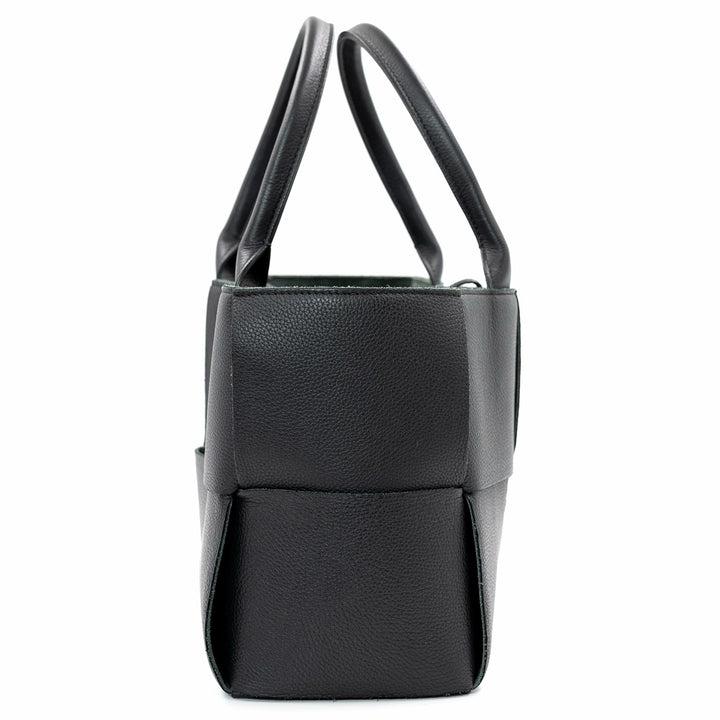 Bottega Veneta Small Arco Tote Bag in Black Intrecciato Leather with Gold Hardware - Gemaee  UAE