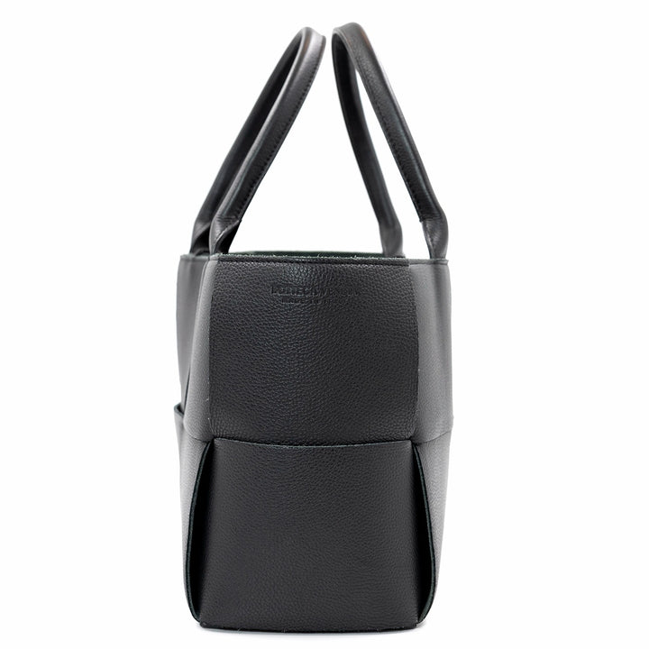 Bottega Veneta Small Arco Tote Bag in Black Intrecciato Leather with Gold Hardware - Gemaee  UAE