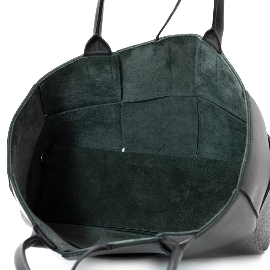 Bottega Veneta Small Arco Tote Bag in Black Intrecciato Leather with Gold Hardware - Gemaee  UAE