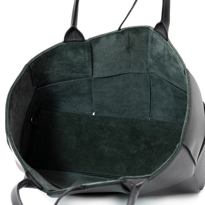 Bottega Veneta Small Arco Tote Bag in Black Intrecciato Leather with Gold Hardware - Gemaee  UAE