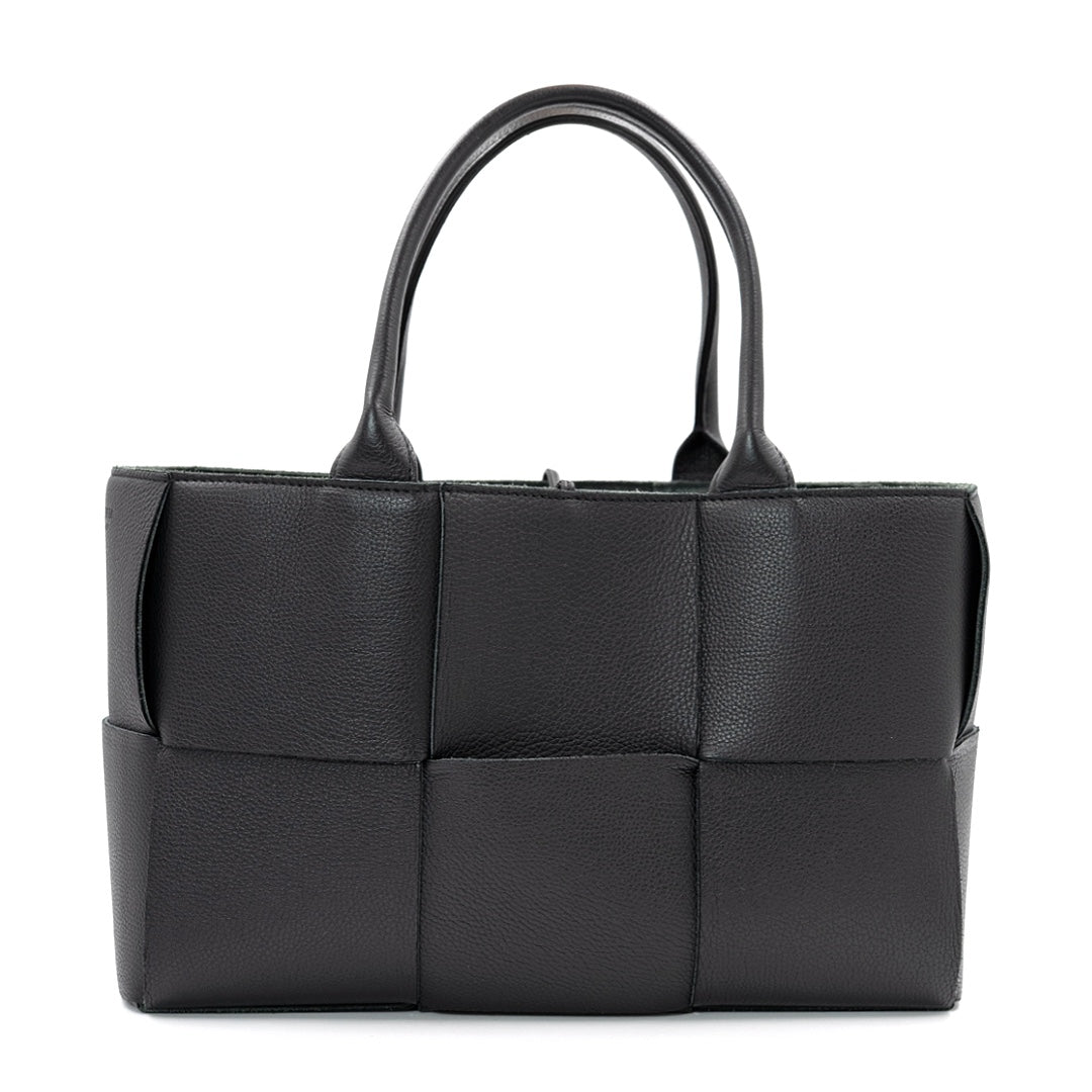 Bottega Veneta Small Arco Tote Bag in Black Intrecciato Leather with Gold Hardware - Gemaee  UAE