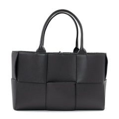 Bottega Veneta Small Arco Tote Bag in Black Intrecciato Leather with Gold Hardware