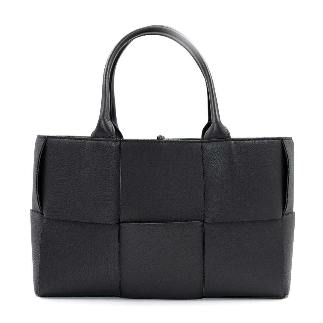 Bottega Veneta Small Arco Tote Bag in Black Intrecciato Leather with Gold Hardware - Gemaee  UAE